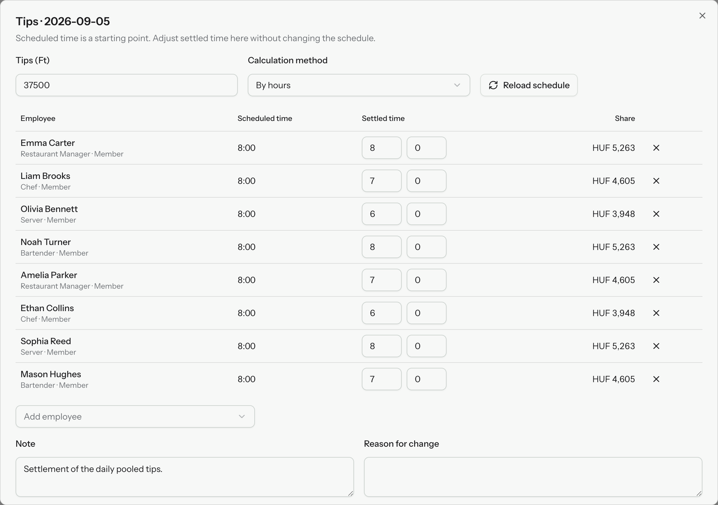 The CalMate web interface for allocating shared tips